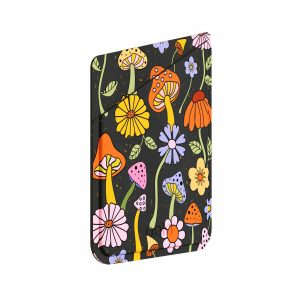 Card Holder Phone Case Attachments | Shrooms and Blooms Black Phone Case Card Holder