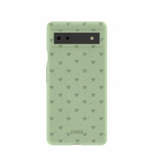 Google Pixel 6a | Sage Green Hearts Google Pixel 6a Case