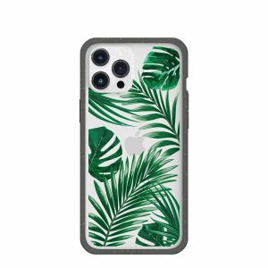 iPhone 12 Pro Max | Clear Tropical Leaves iPhone 12 Pro Max Case With Black Ridge