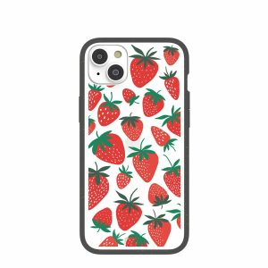 iPhone 14 Plus | Clear Strawberries iPhone 14 Plus Case With Black Ridge