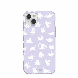 iPhone 14 Plus | Lavender Yoga Cat iPhone 14 Plus Case