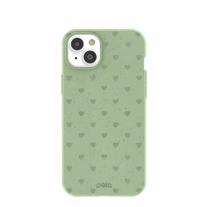 iPhone 14 Plus | Sage Green Hearts iPhone 14 Plus Case