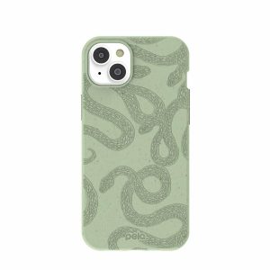 iPhone 14 Plus | Sage Green Snaky iPhone 14 Plus Case