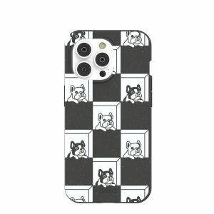 iPhone 14 Pro | Black Frenchie Checkers iPhone 14 Pro Case