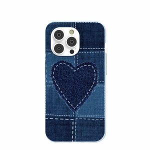 iPhone 14 Pro | Powder Blue Denim Heart iPhone 14 Pro Case