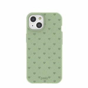 iPhone 14 | Sage Green Hearts iPhone 14 Case