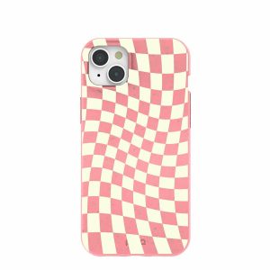 iPhone 15 Plus | Bubblegum Pink Warped Checkers iPhone 15 Plus Case