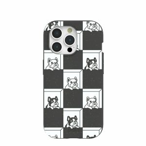 iPhone 15 Pro | Black Frenchie Checkers iPhone 15 Pro Case