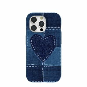 iPhone 15 Pro | Powder Blue Denim Heart iPhone 15 Pro Case