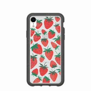 iPhone XR | Clear Strawberries iPhone XR Case With Black Ridge