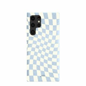 Samsung Galaxy S22 Ultra | Powder Blue Warped Checkers Samsung Galaxy S22 Ultra Case