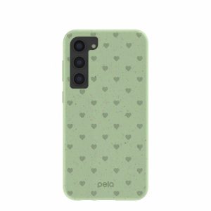 Samsung Galaxy S23+ | Sage Green Hearts Samsung Galaxy S23+(Plus) Case