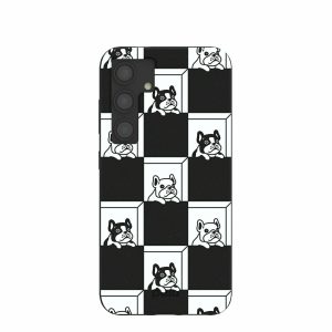 Samsung Galaxy S24 | Black Frenchie Checkers Samsung Galaxy S24 Case